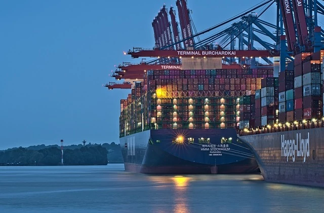 Loading ships at container terminal